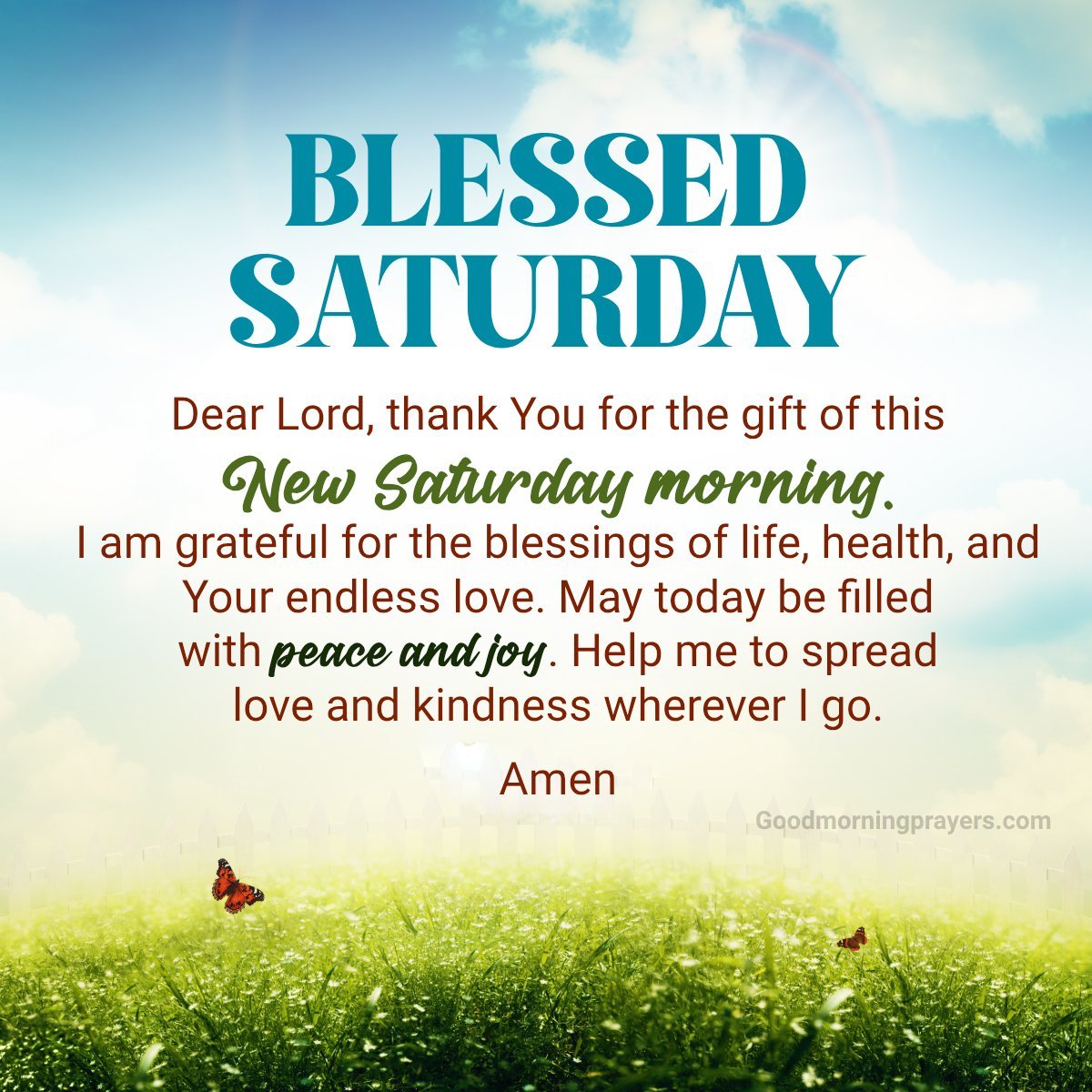 Peaceful Saturday Morning Prayer Image